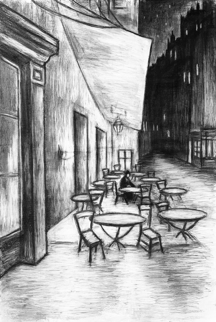 Cafe Terrace at COVID Capacity by Donald Patten