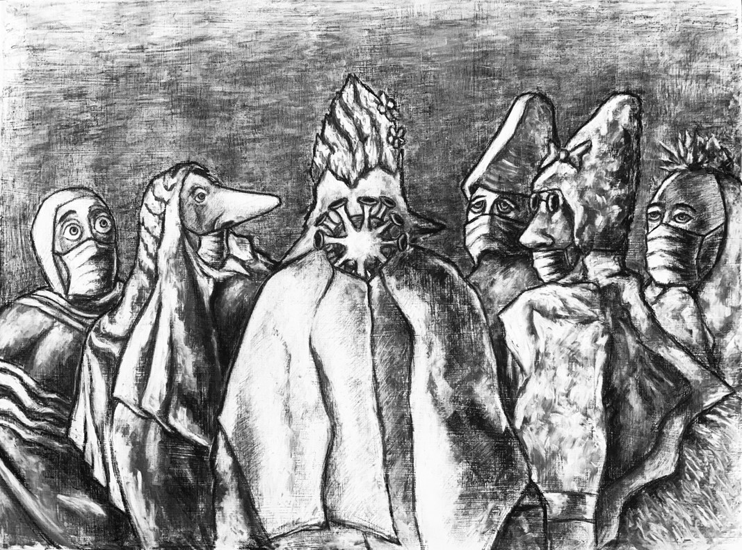 Masked Masks Confronting COVID-19 by Donald Patten